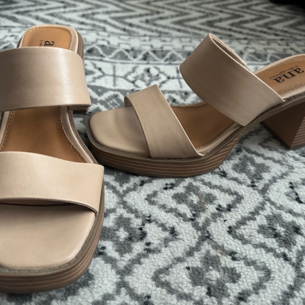 a.n.a Tan Women's Block Heel Sandals